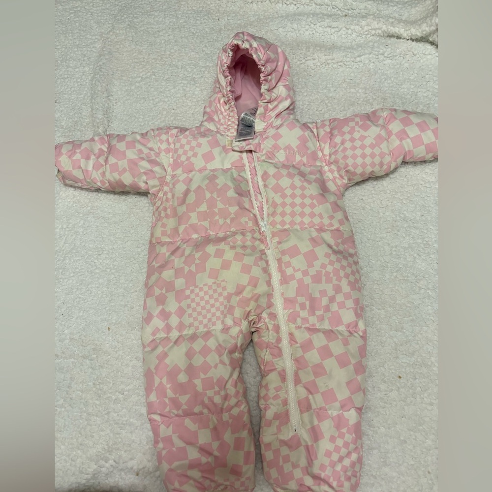 Pink and White Checkered Snowsuit Columbia 18 Months